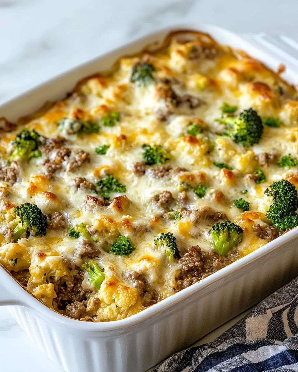 Healthy Broccoli Cauliflower Ground Beef Casserole recipe photo