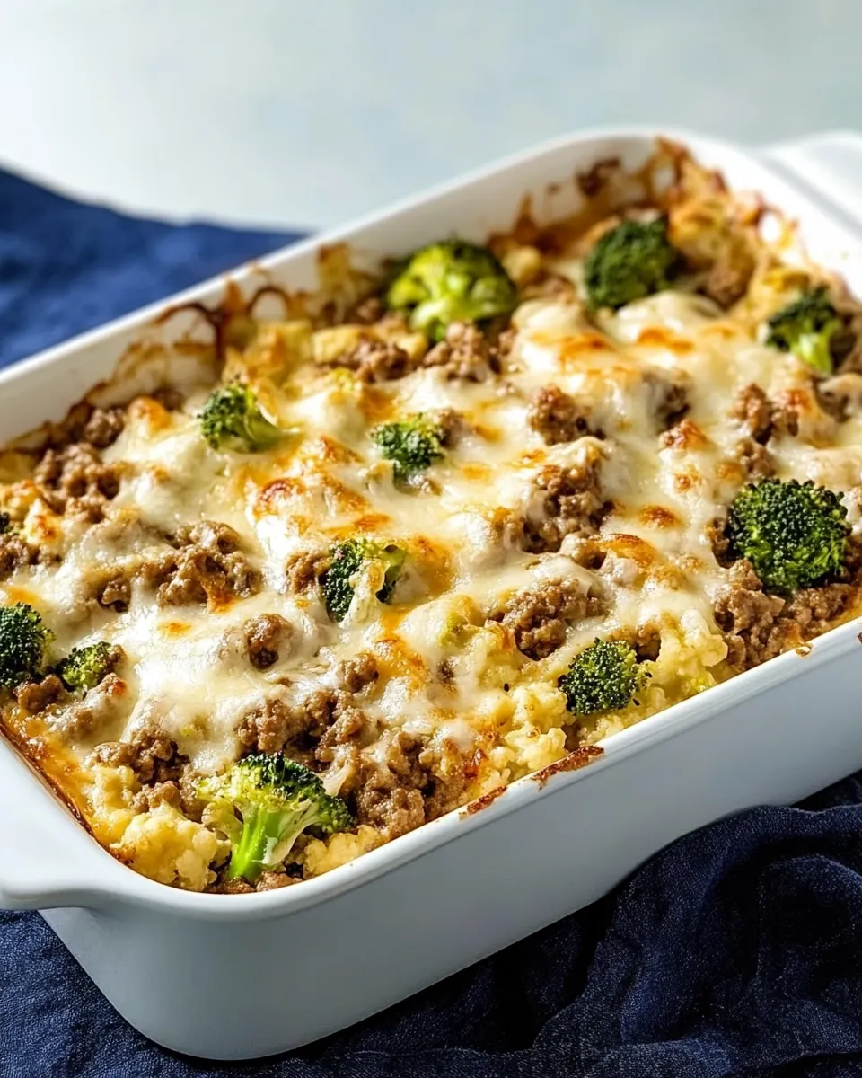 Savory Broccoli Cauliflower Ground Beef Casserole shot