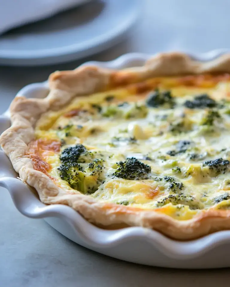 Homemade Broccoli Garlic Quiche photo