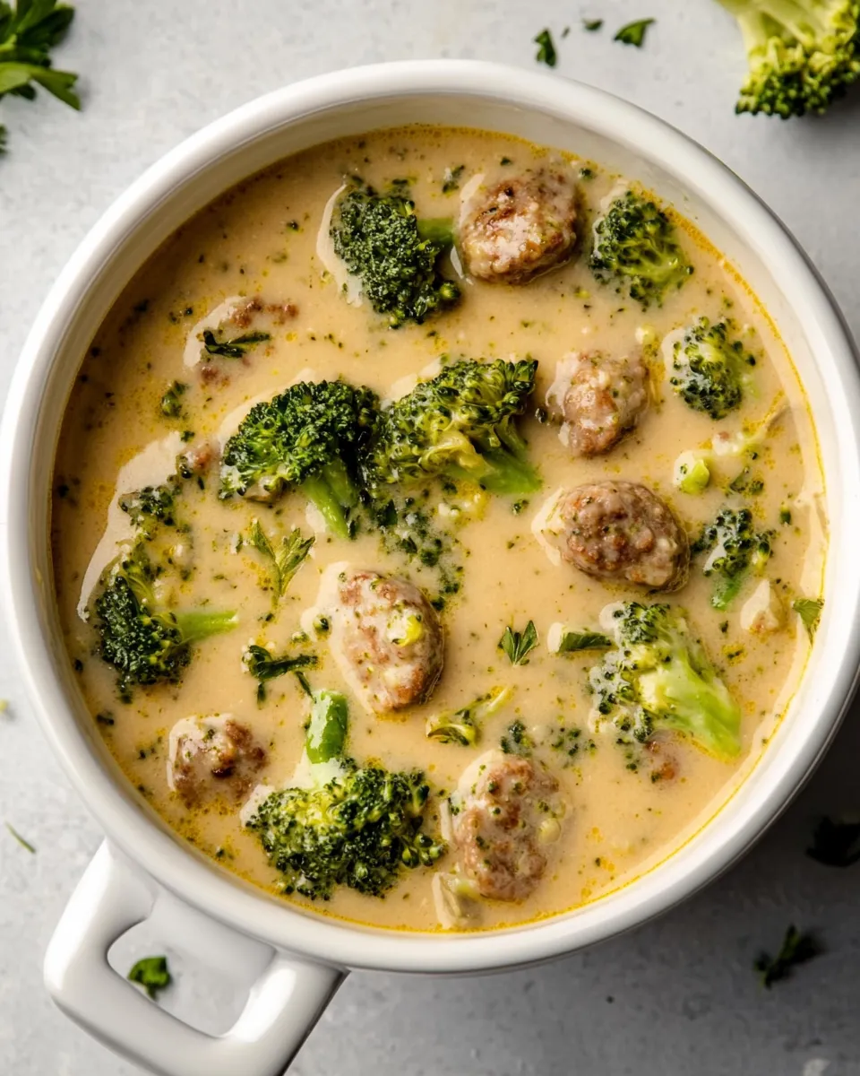 Delicious Broccoli Sausage Soup shot