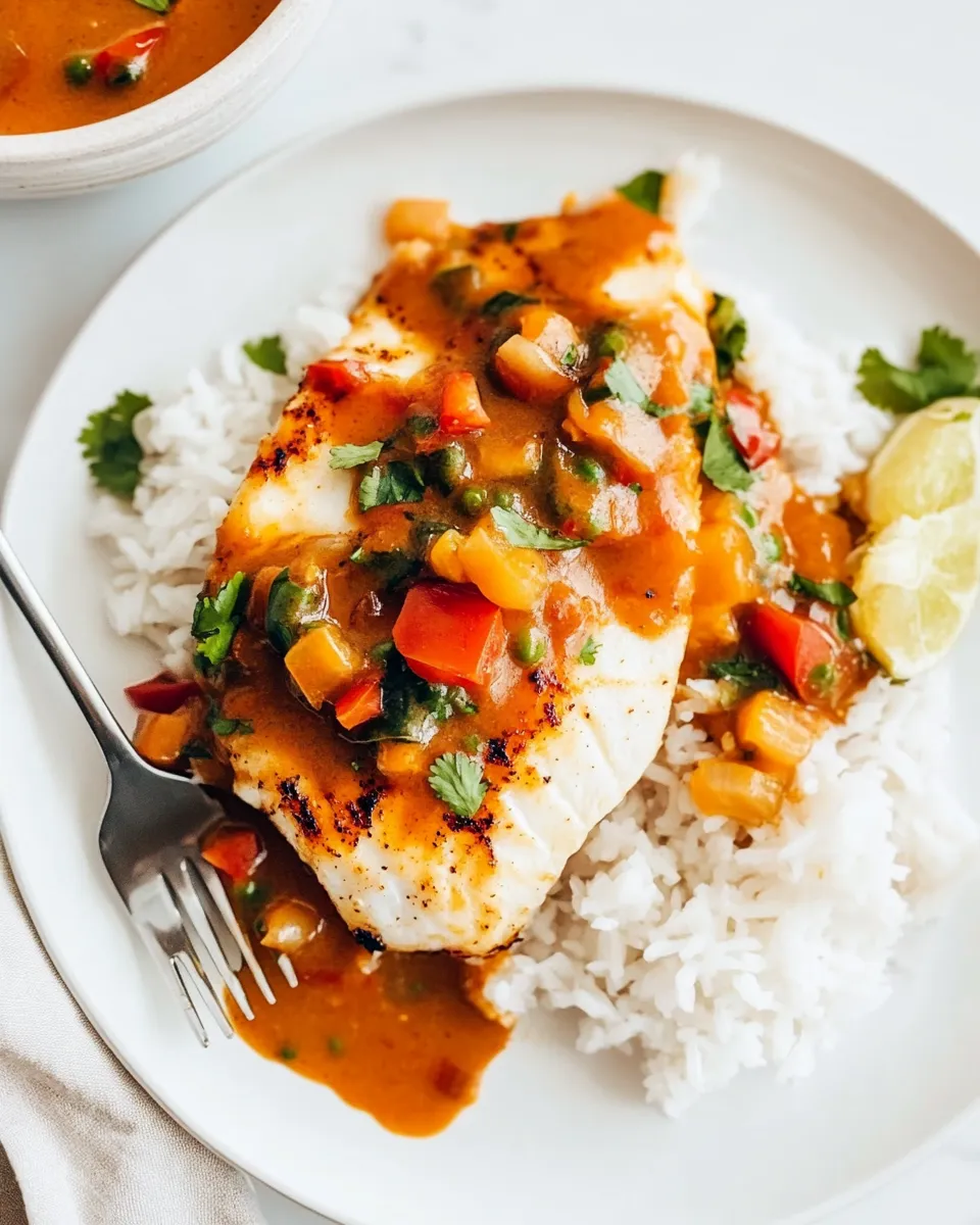 Delicious Broiled Tilapia with Thai Coconut Curry Sauce image