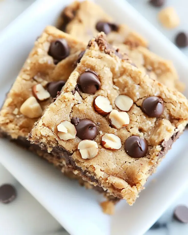 Homemade Brown Butter Chocolate Chip Hazelnut Cookie Bars recipe photo