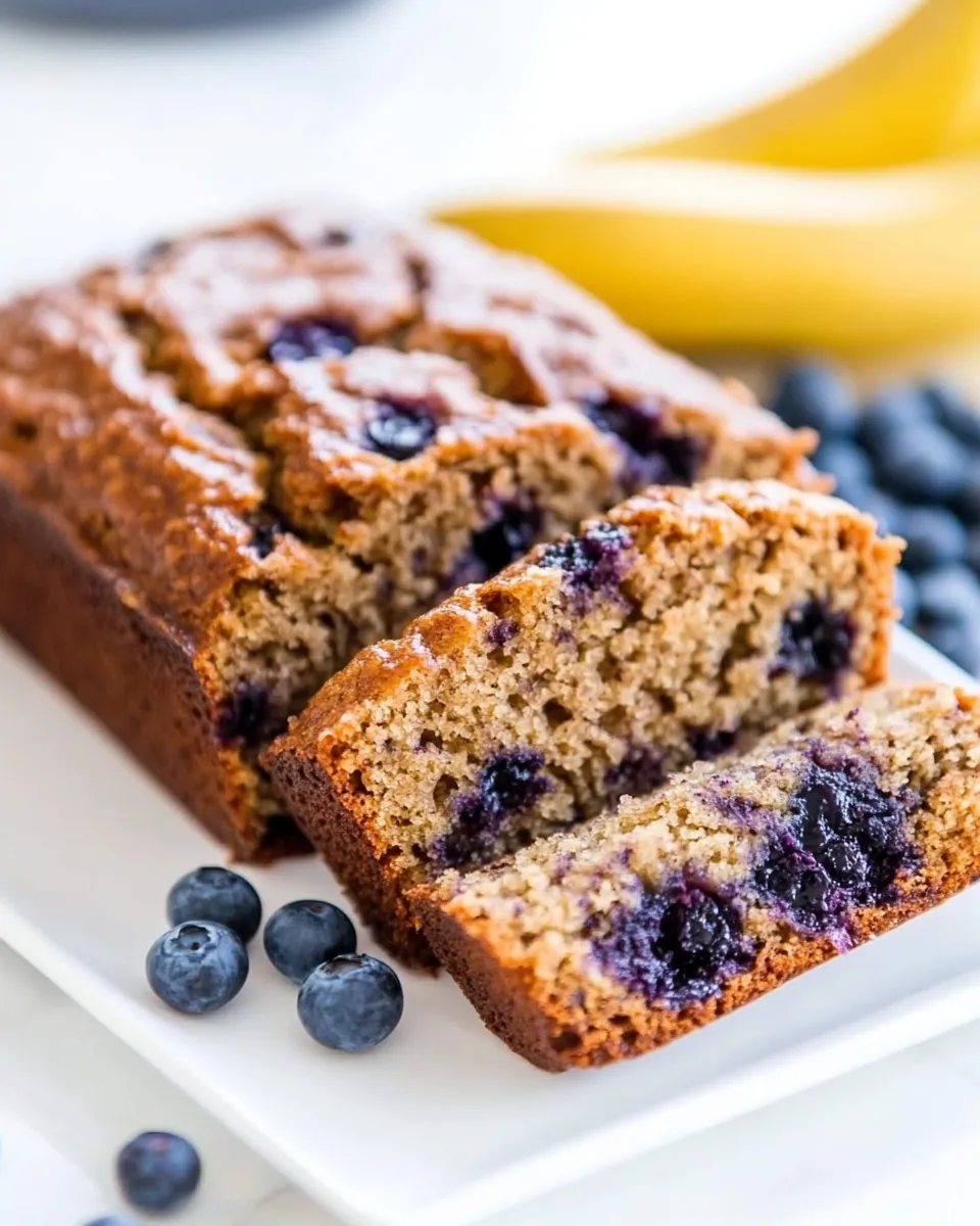 Best Brown Sugar Blueberry Banana Bread with Blueberry Butter shot