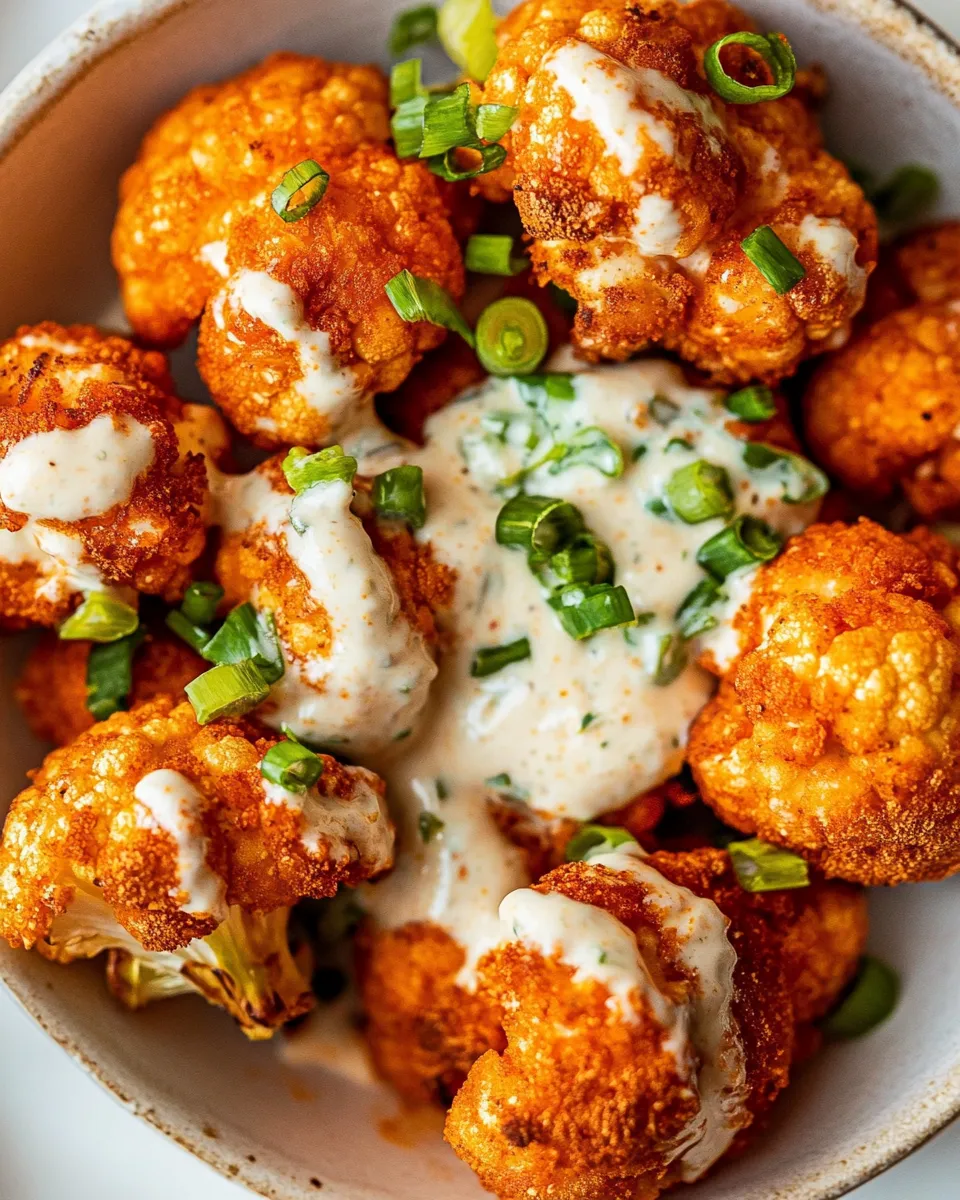 Homemade Buffalo Cauliflower with Spicy Tahini Ranch. photo