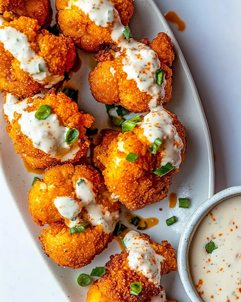 Savory Buffalo Cauliflower with Spicy Tahini Ranch. dish image