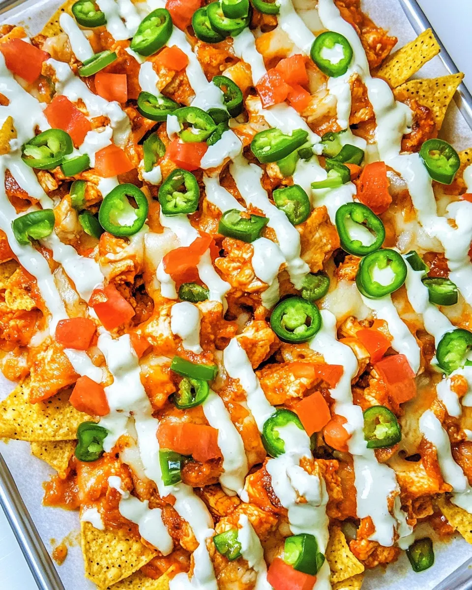 Savory Buffalo Chicken Nachos with Doritos food shot