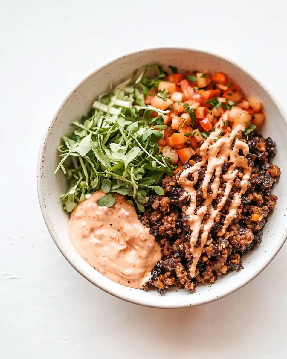 Delicious Burger Bowl Recipe food shot