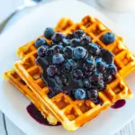 Homemade Buttermilk Waffles with Blueberry Sauce photo