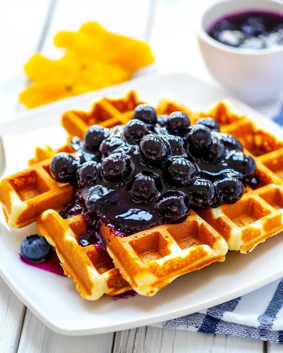 Easy Buttermilk Waffles with Blueberry Sauce recipe photo