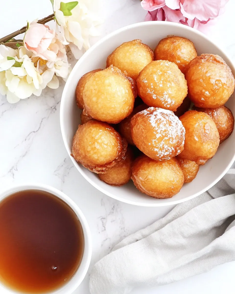 Delicious Buuelos de Viento (Puffy Fried Balls in Syrup) shot