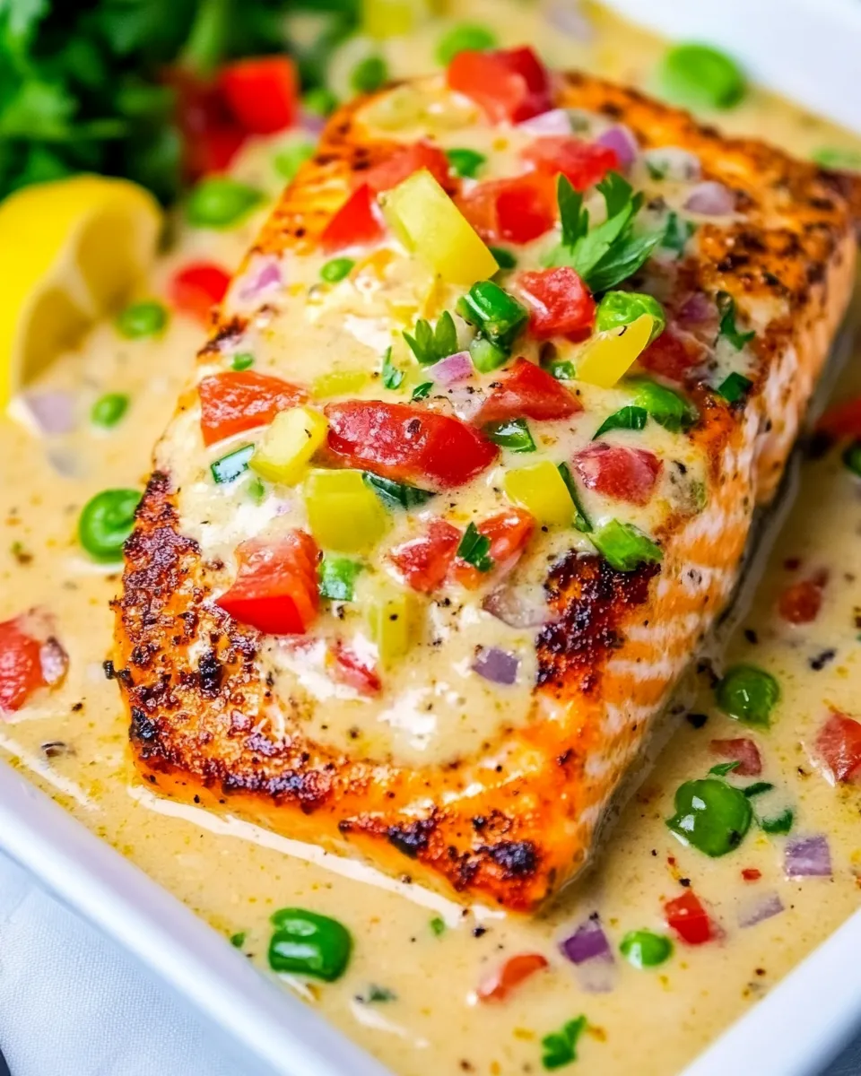 Savory Cajun Salmon with Creamy Parmesan Sauce recipe photo