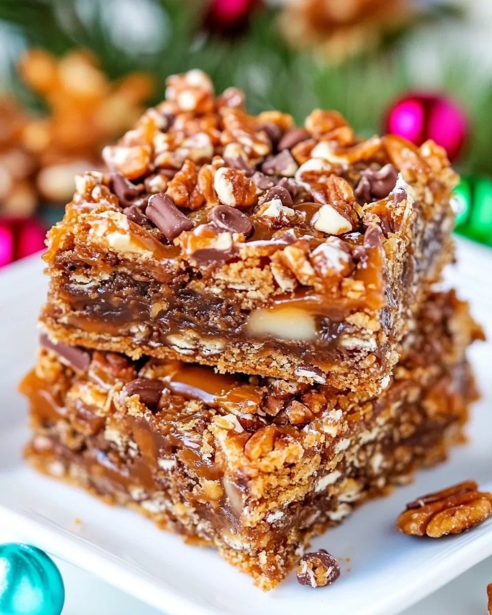 Delicious Caramel Magic Cookies Bars shot