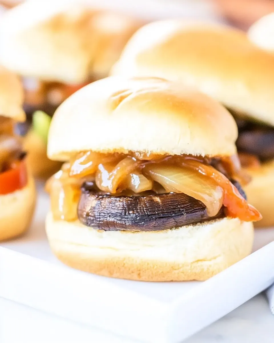 Savory Caramelized Onion and Portobello Mushroom Sliders with Fry Sauce shot