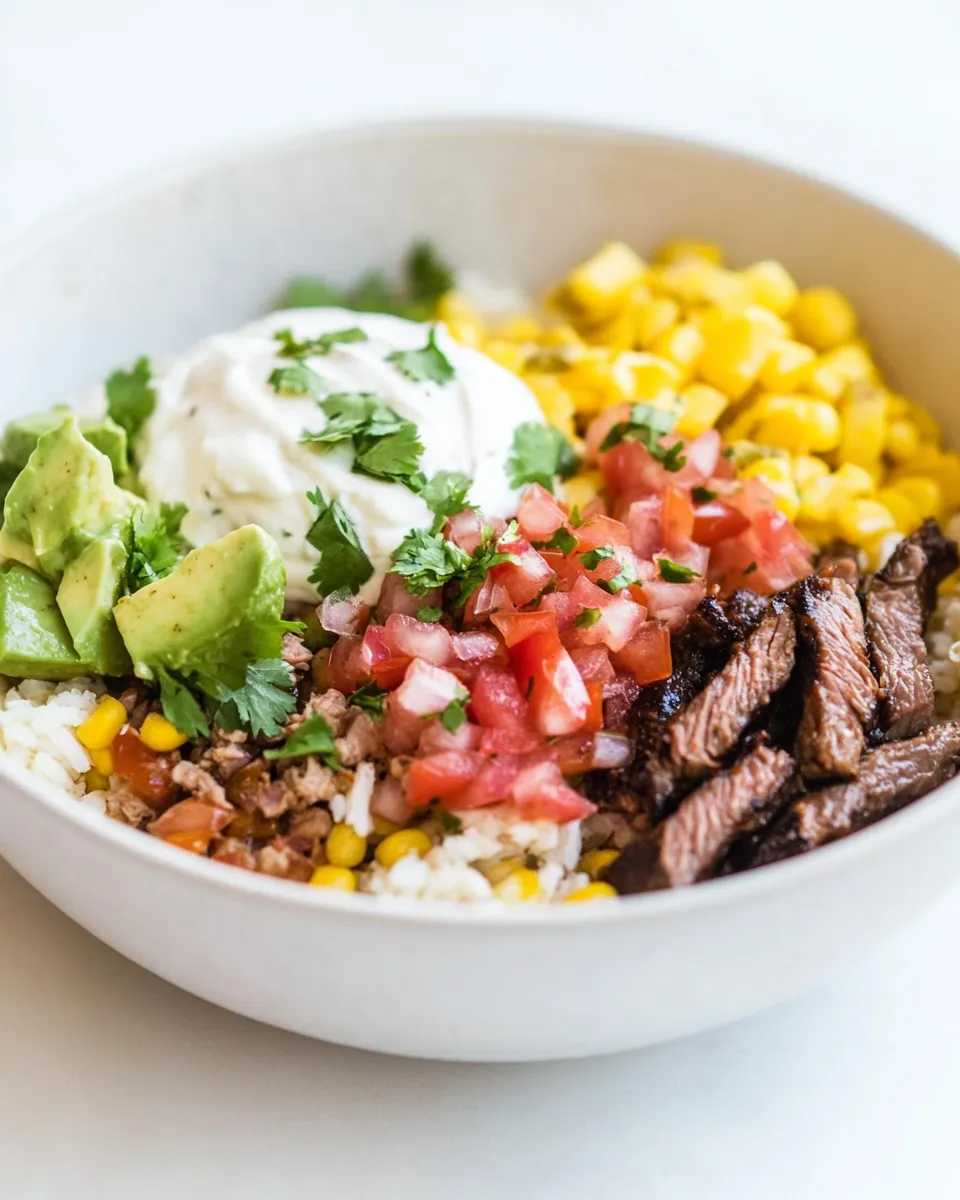 Delicious Carne Asada Burrito Bowls shot