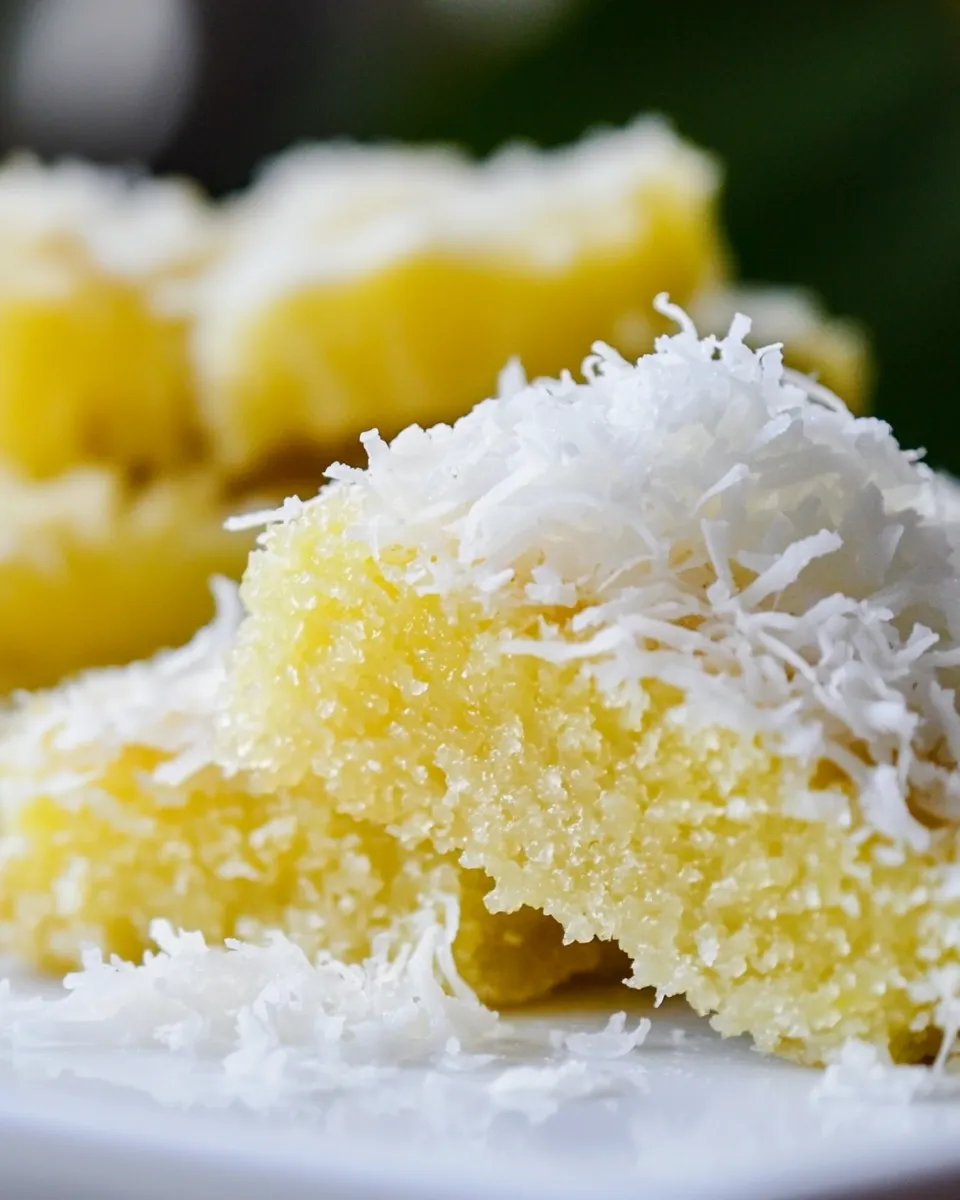 Homemade Cassava Cake with Shredded Coconut photo