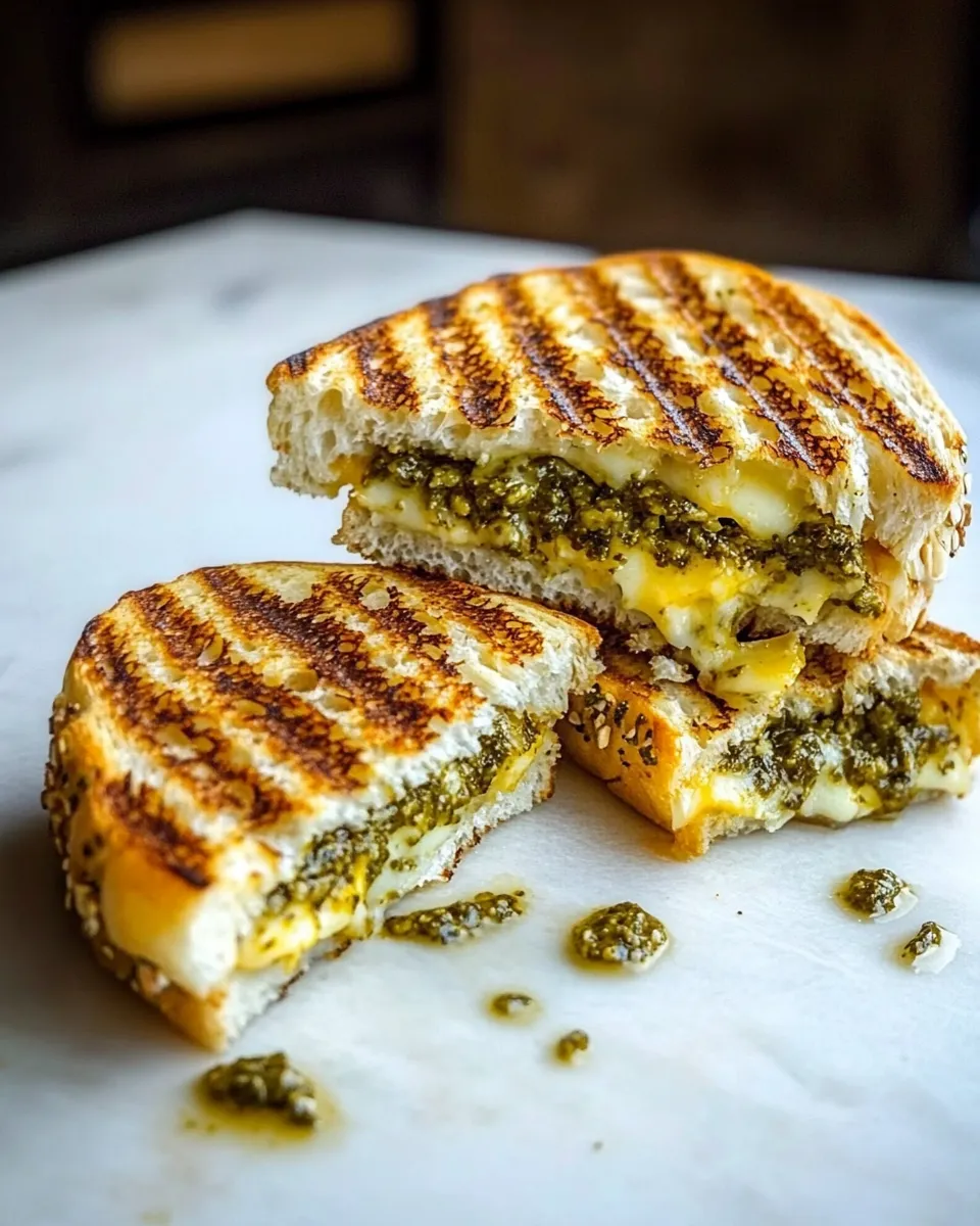 Easy Cheddar Pesto Panini Melts recipe photo