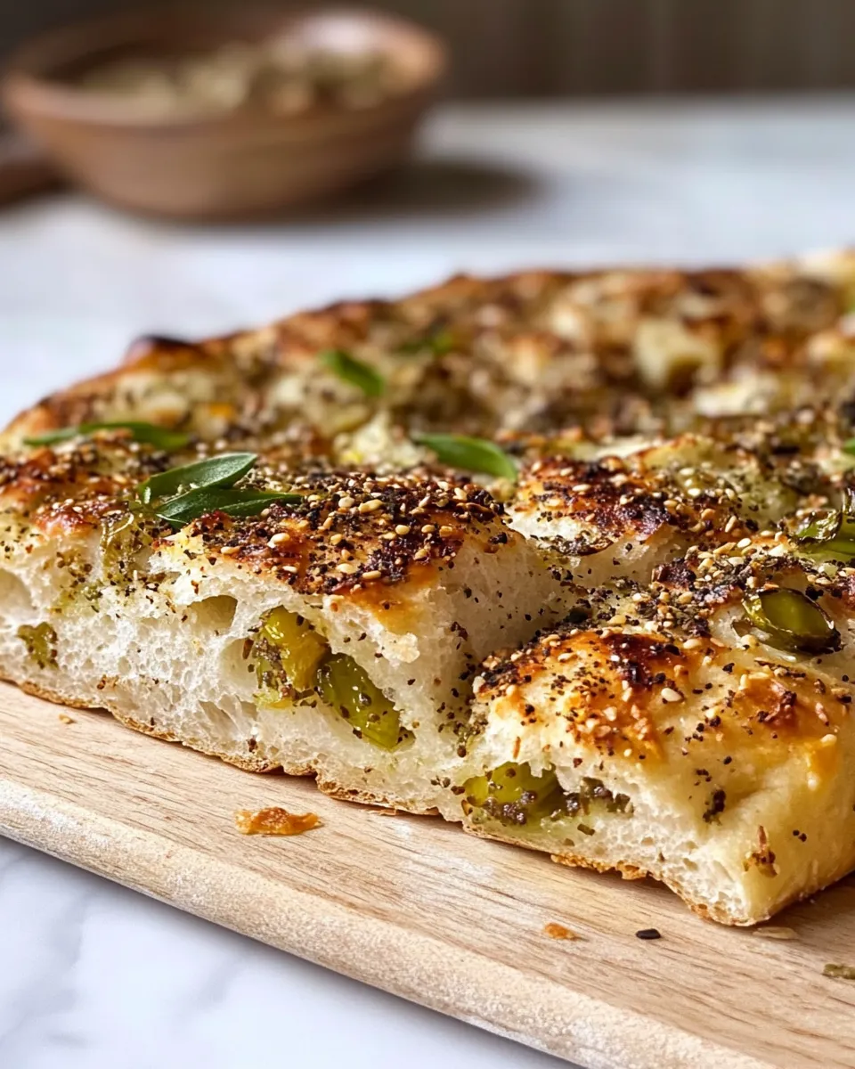 Easy Cheese Focaccia w/ Green Onions, Zaatar & Sumac shot