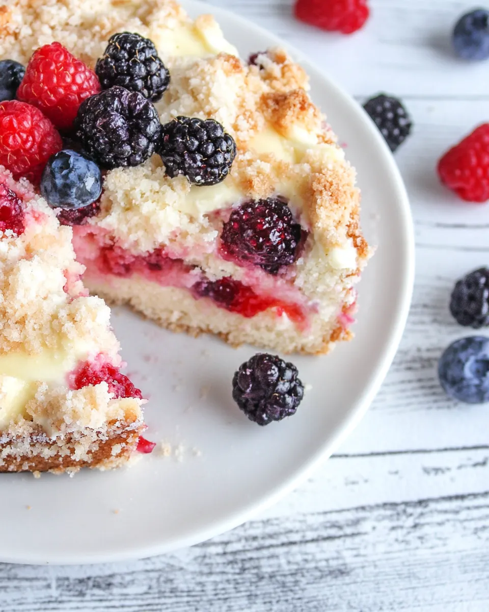 Homemade Cheesecake Streusel Raspberry Cake photo