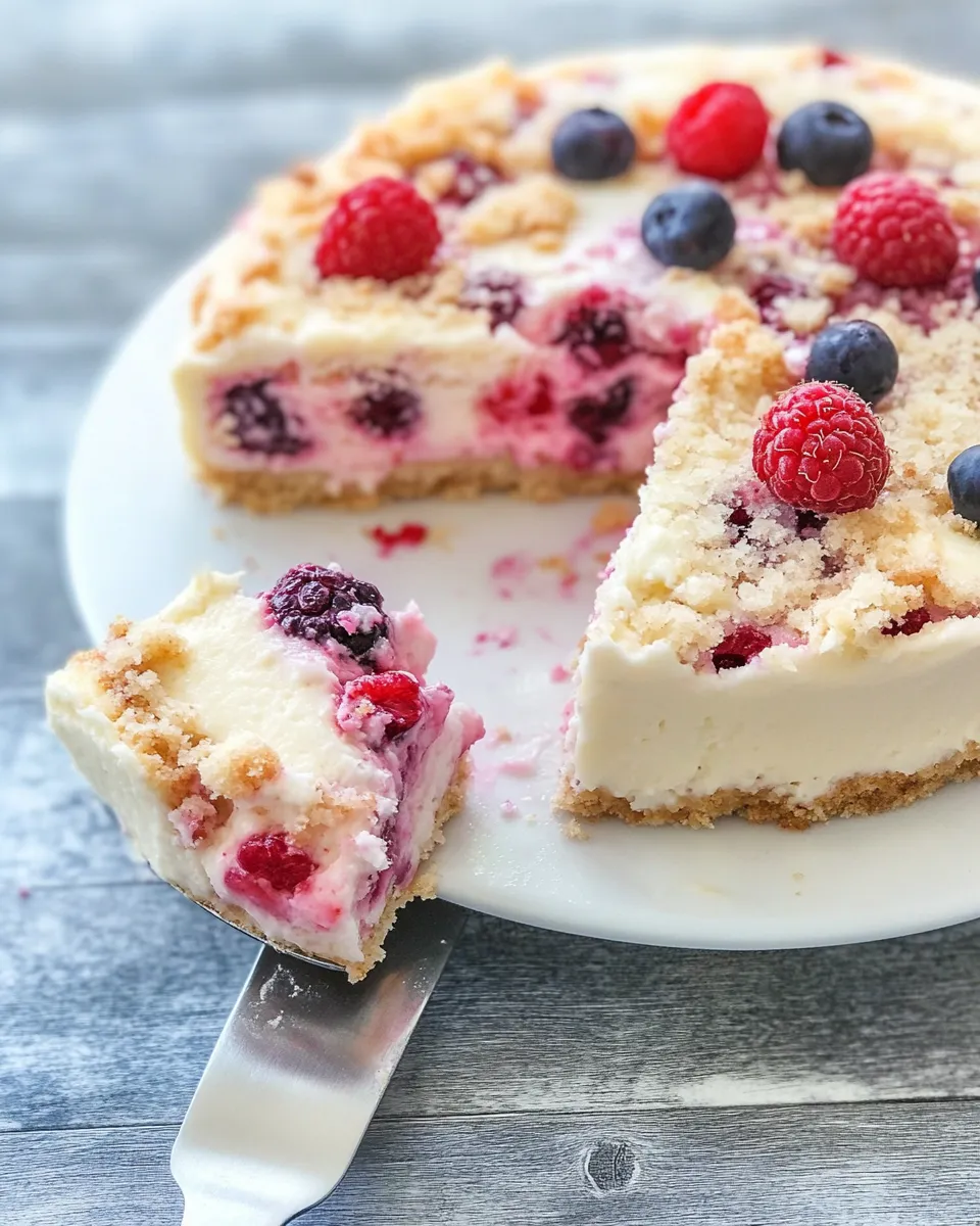 Classic Cheesecake Streusel Raspberry Cake image