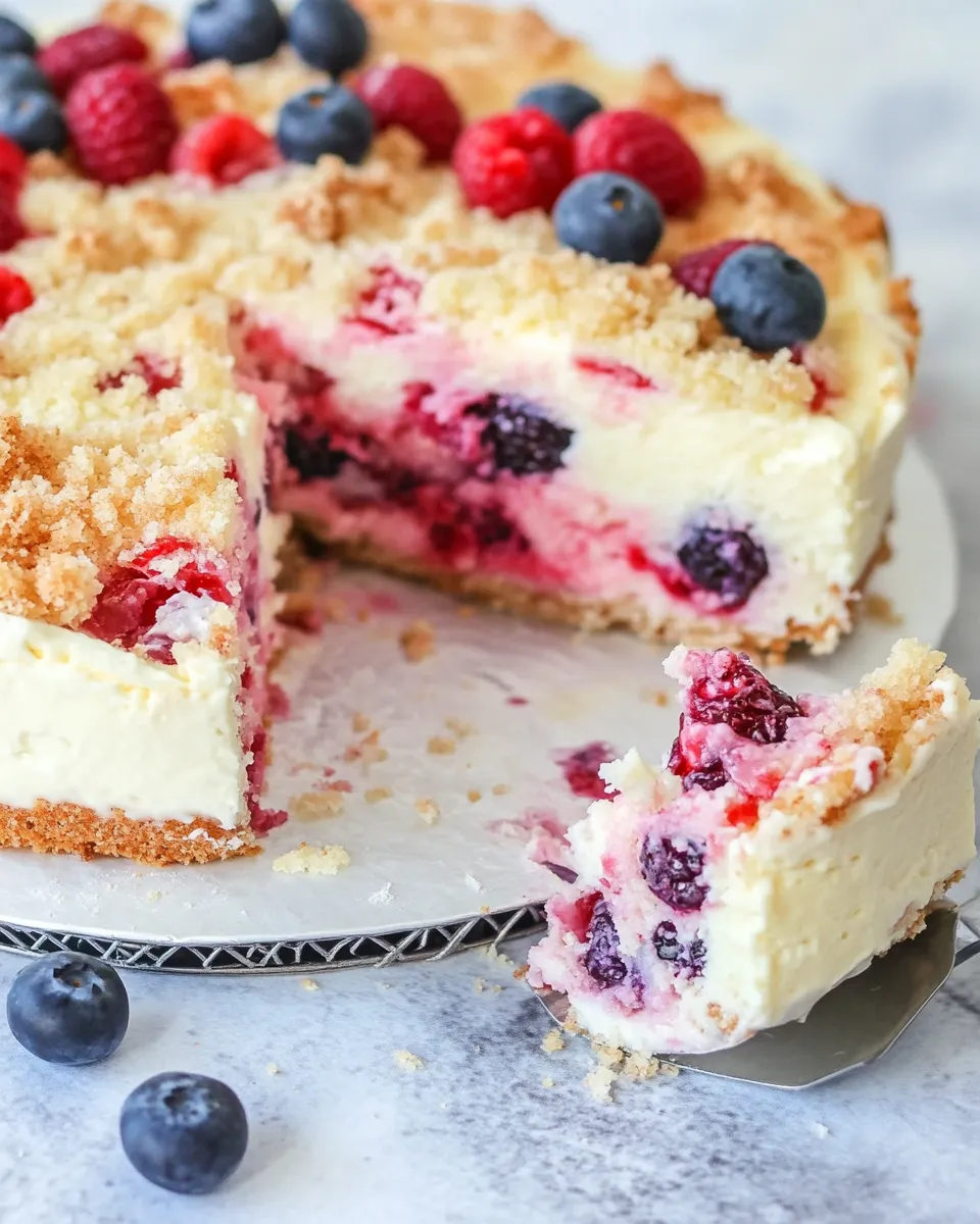 Easy Cheesecake Streusel Raspberry Cake recipe photo