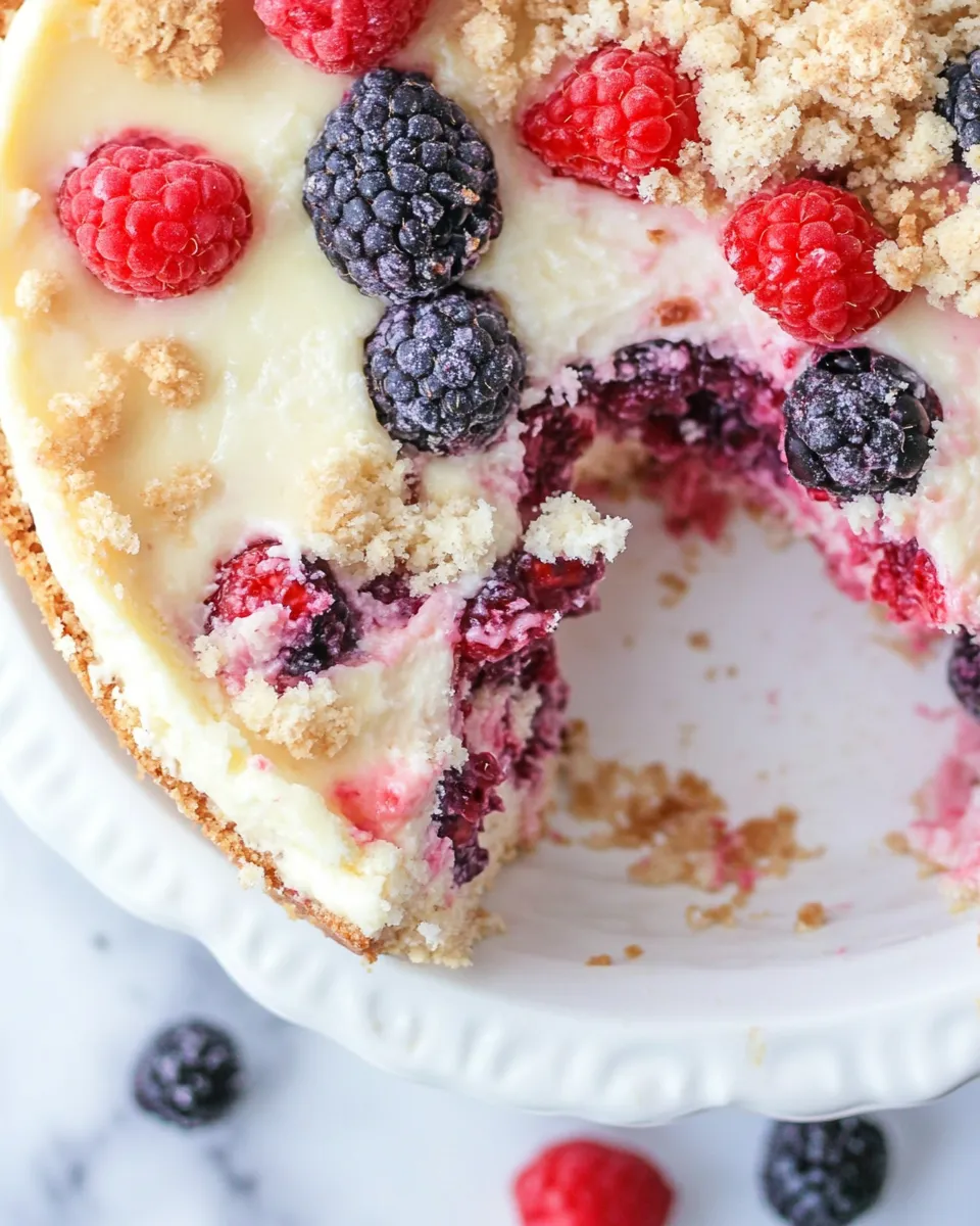 Delicious Cheesecake Streusel Raspberry Cake shot