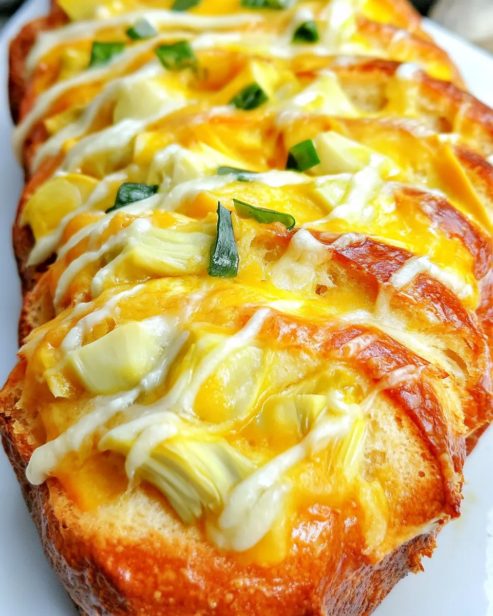 Delicious Cheesy Artichoke Bread shot