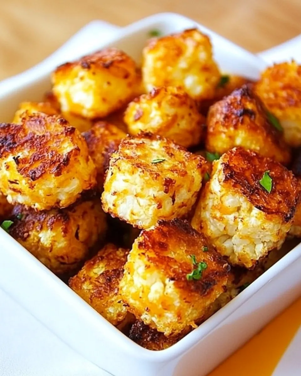 Easy Cheesy Baked Cauliflower Tots recipe photo