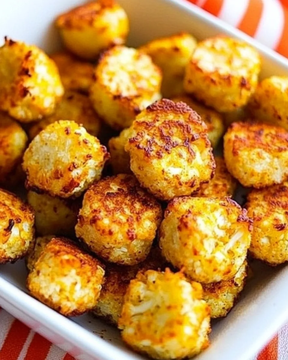 Delicious Cheesy Baked Cauliflower Tots shot