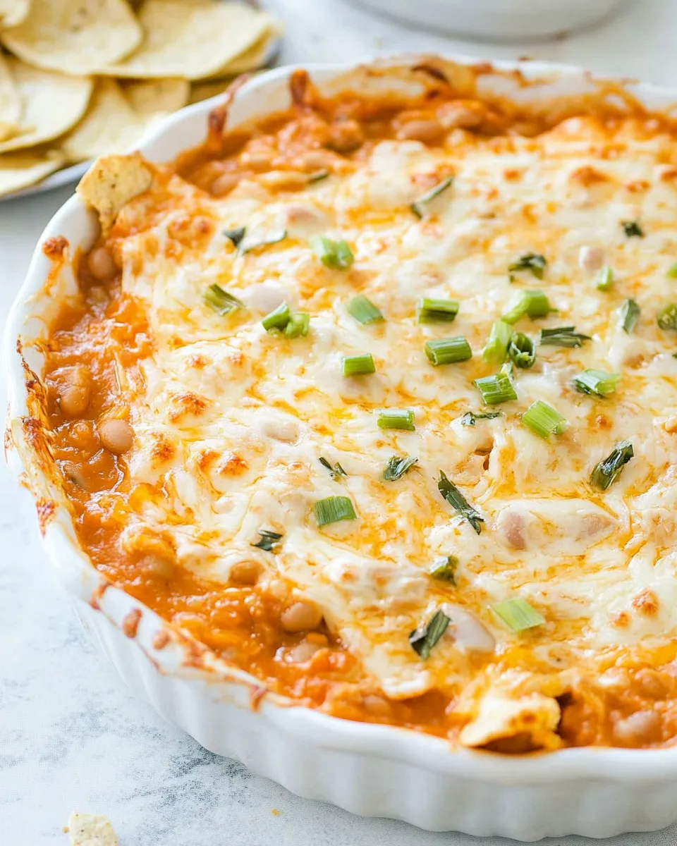 Delicious Cheesy Bean Dip shot
