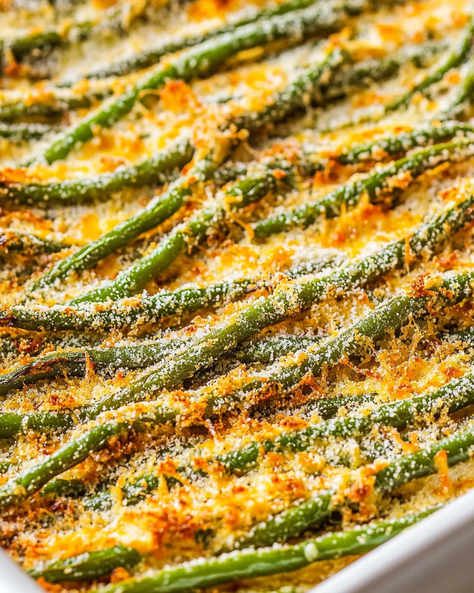 Delicious Cheesy Crispy Baked Green Beans image