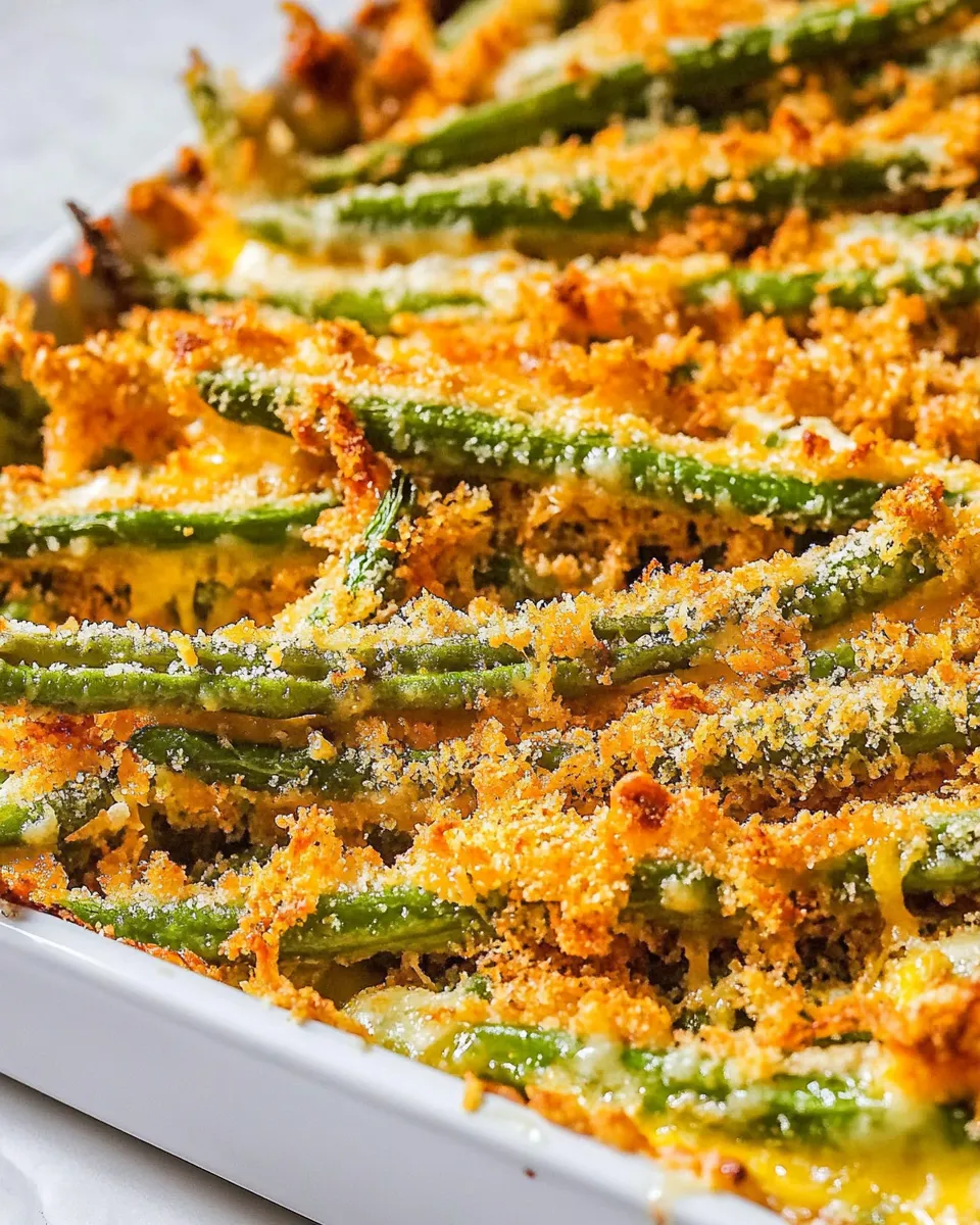 Savory Cheesy Crispy Baked Green Beans dish photo