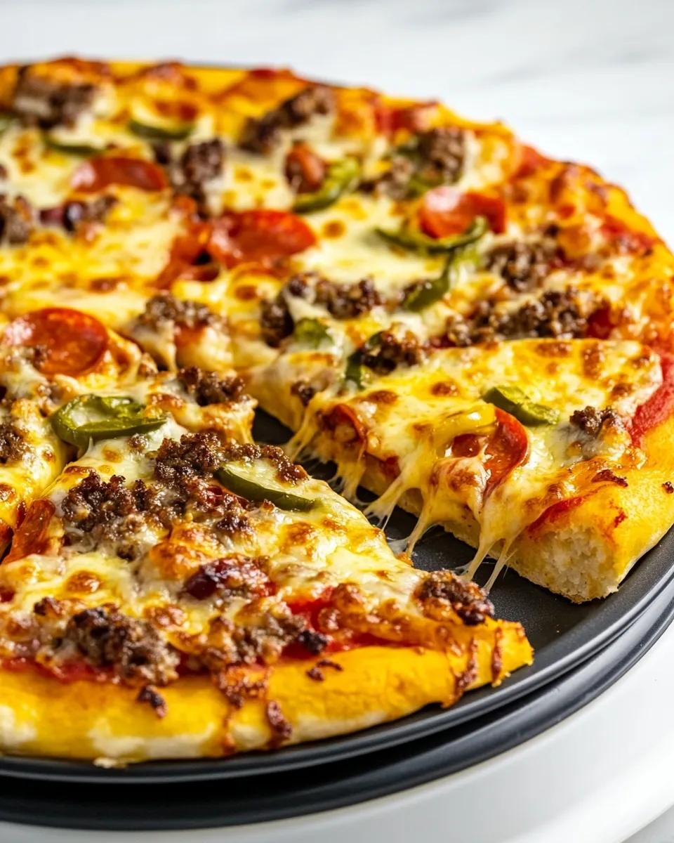 Delicious Cheesy Keto Pan Pizza shot