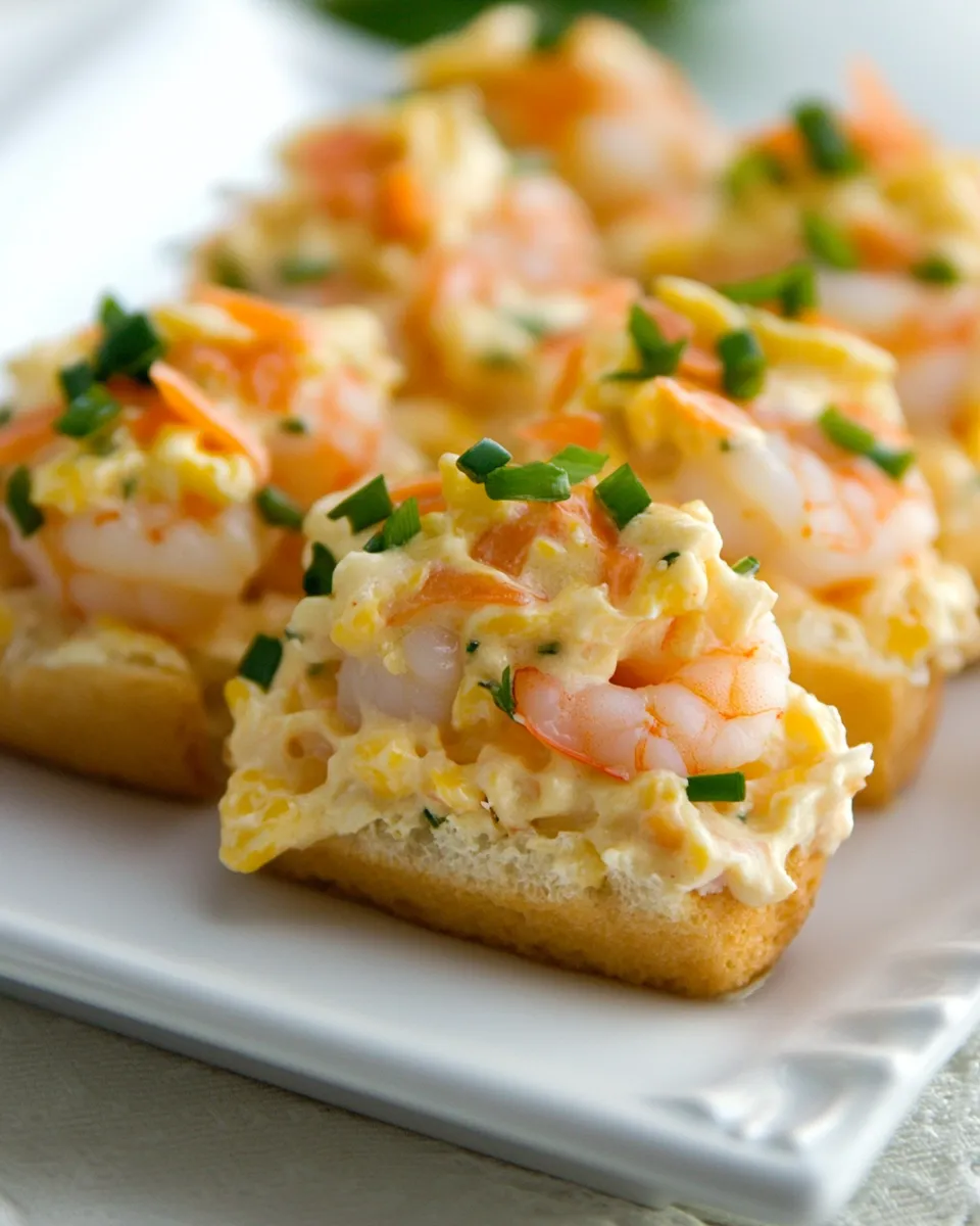 Savory Cheesy Shrimp Tea Sandwiches (Canaps) food shot