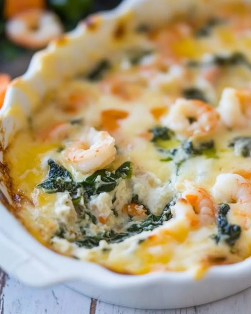 Easy Cheesy Shrimp and Spinach Dip shot