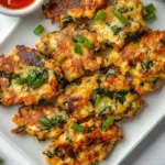 Homemade Cheesy chicken spinach fritters photo