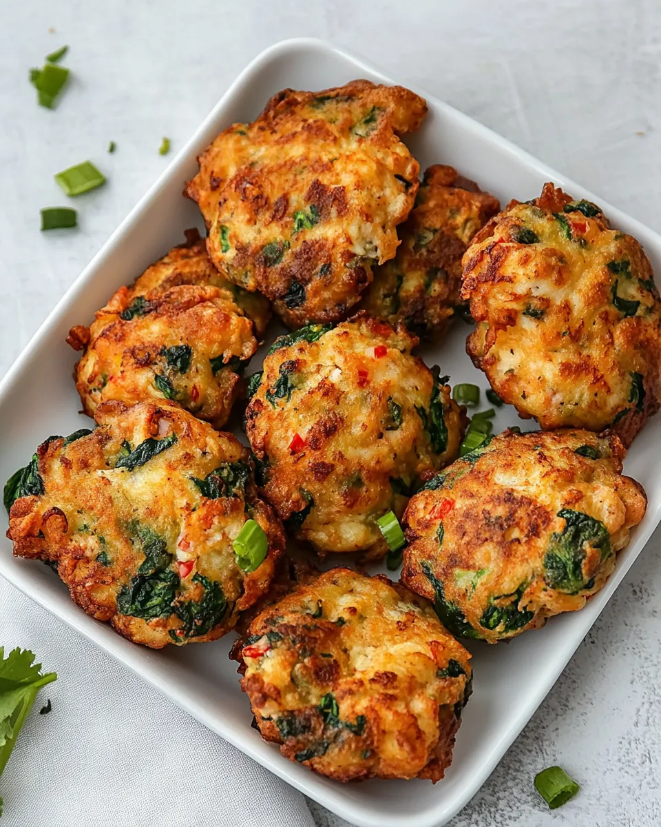Classic Cheesy chicken spinach fritters image