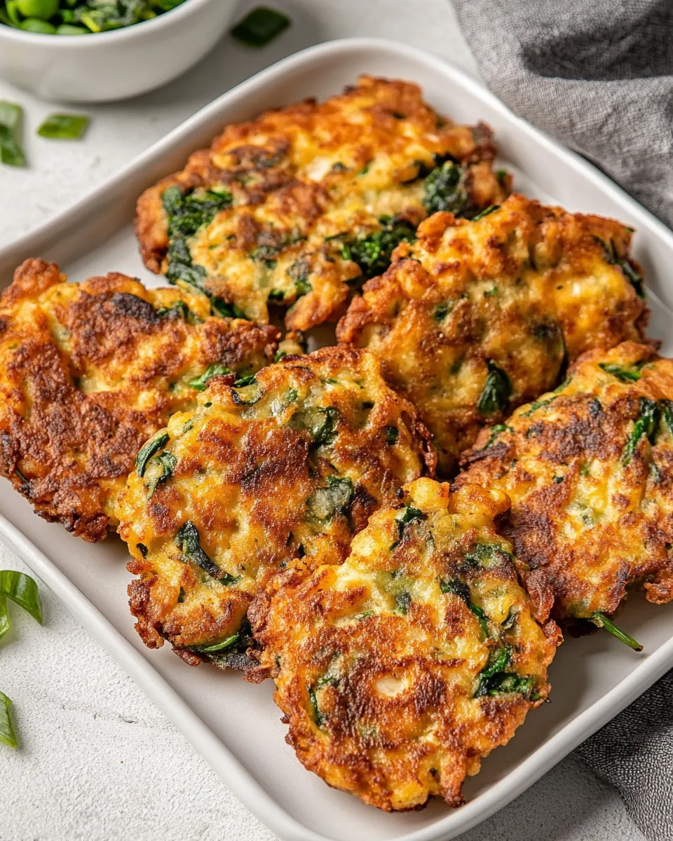 Delicious Cheesy chicken spinach fritters shot