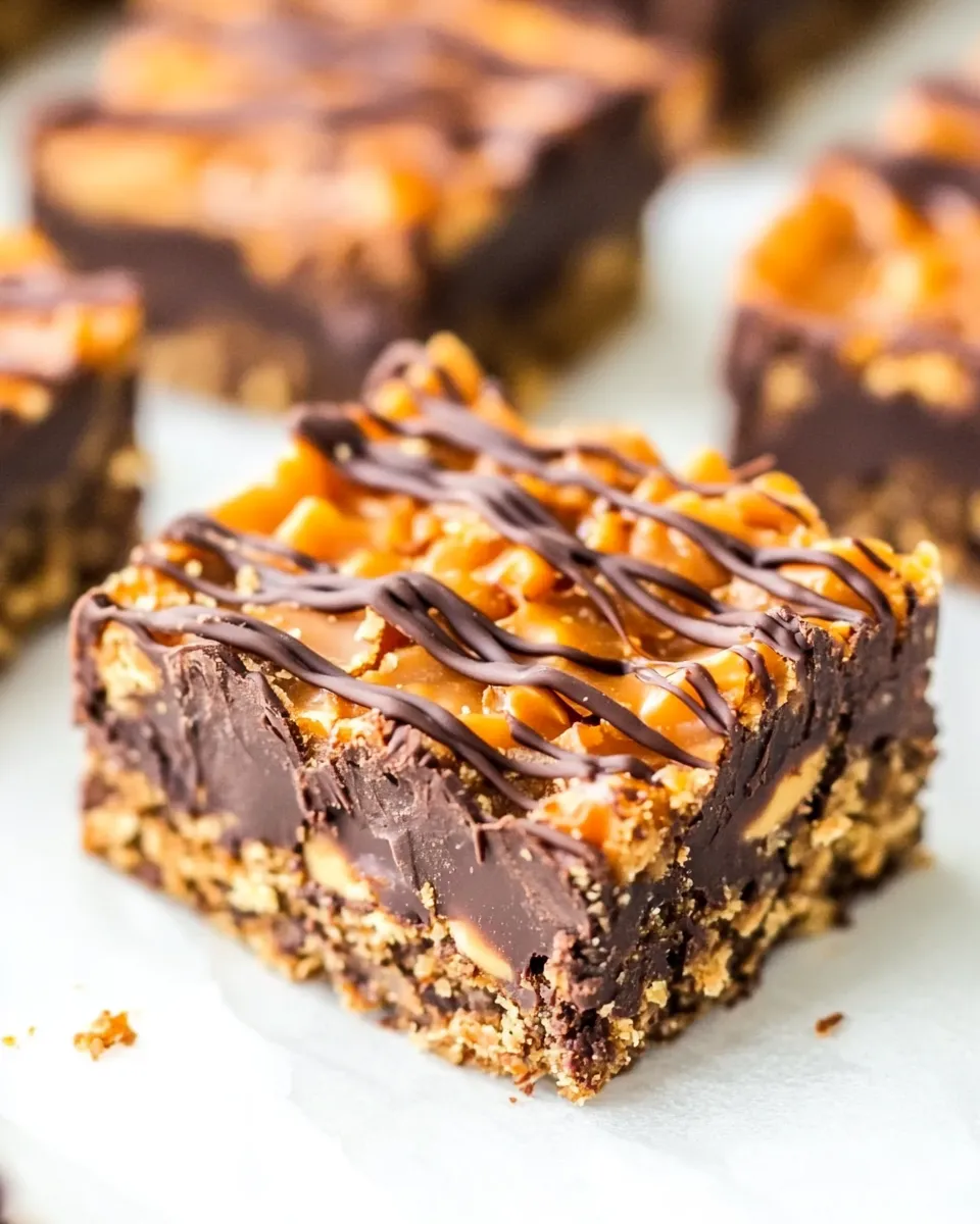 Homemade Chewy Chocolate Peanut Butter Butterfinger Bars photo
