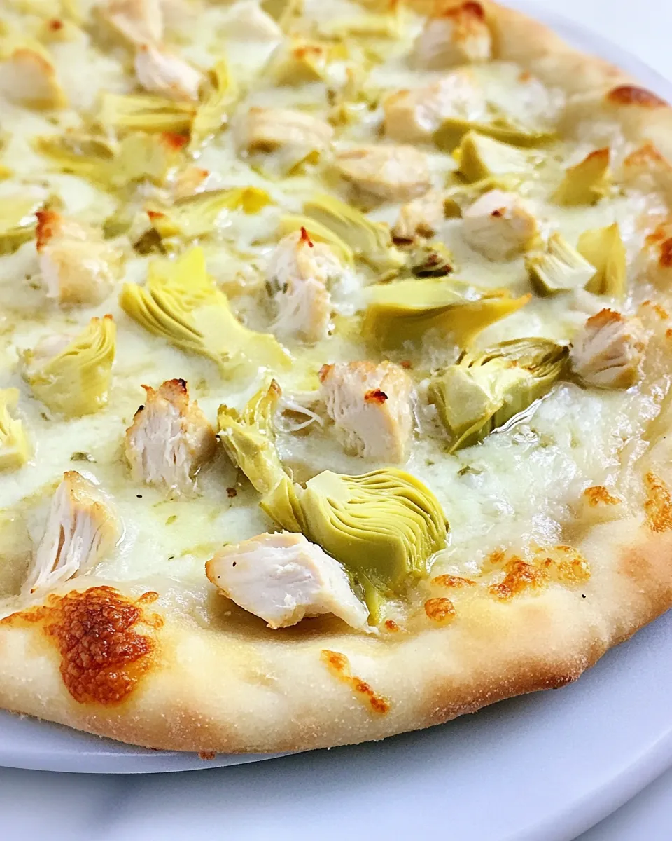 Easy Chicken Artichoke Pizza Recipe shot