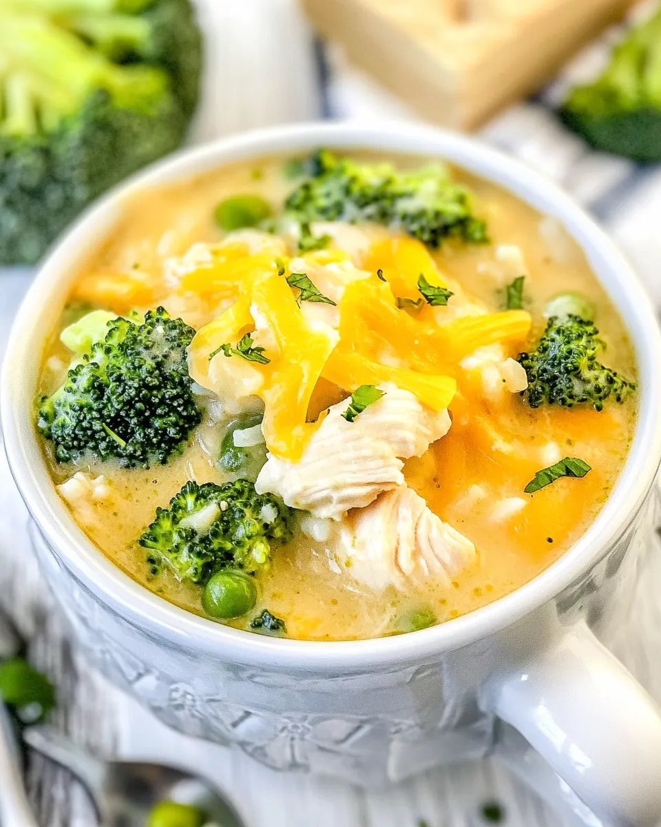 Classic Chicken Broccoli Cheese Soup with Rice image