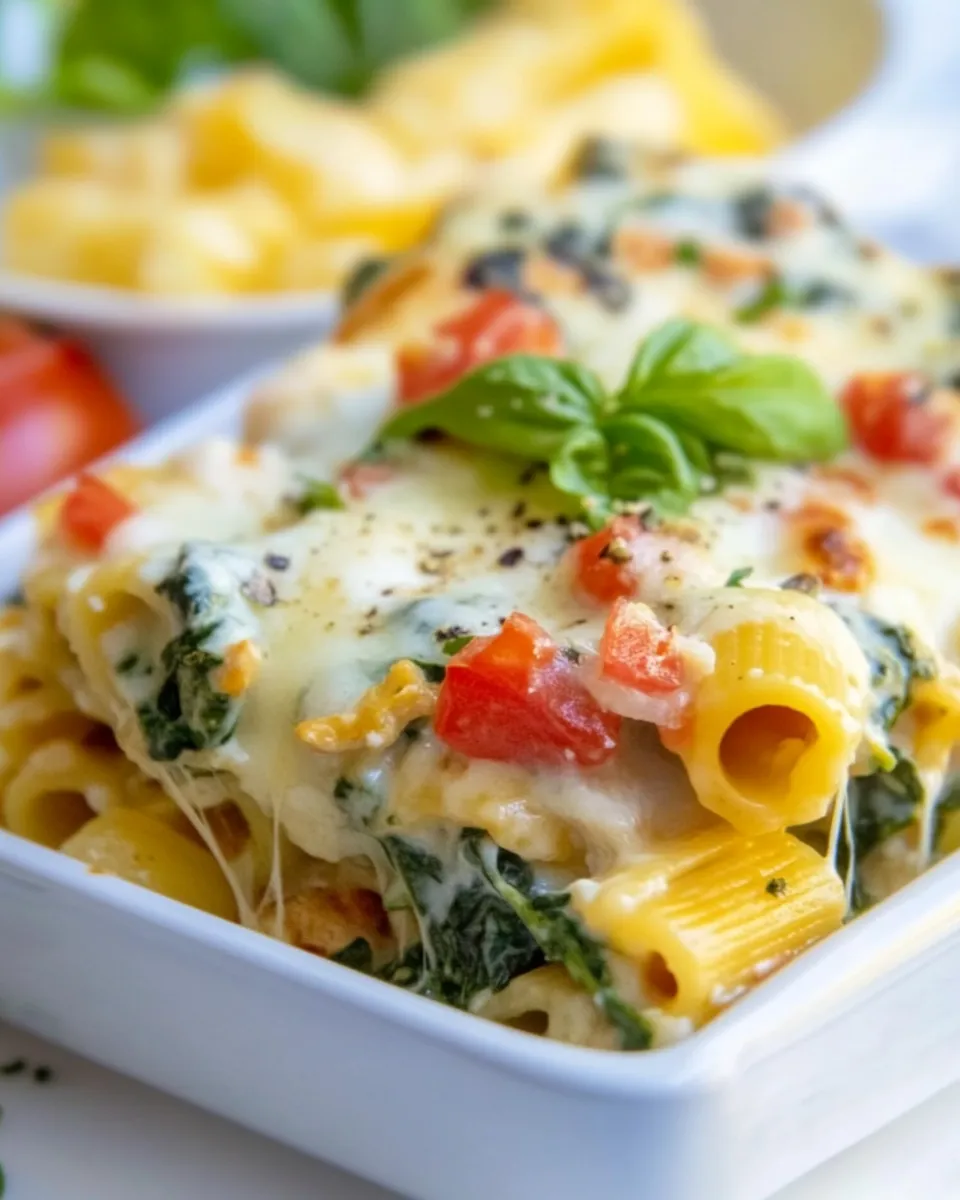 Savory Chicken Spinach Rigatoni shot