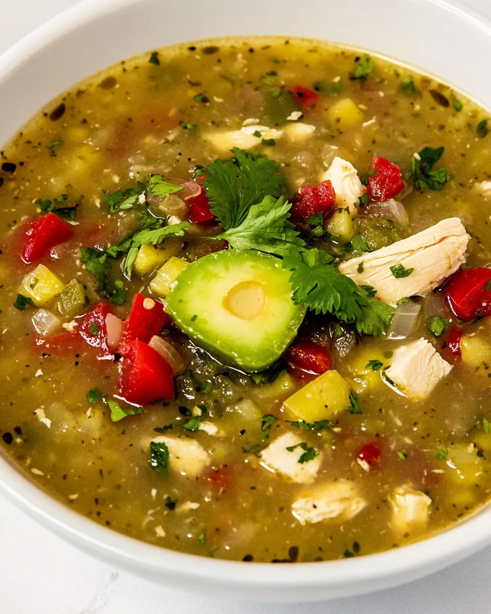 Delicious Chicken Tomatillo Soup shot