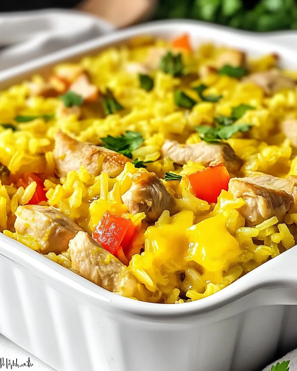 Delicious Chicken & Yellow Rice Casserole shot