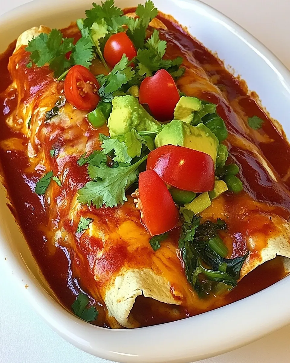 Delicious Chicken and Spinach Enchiladas shot
