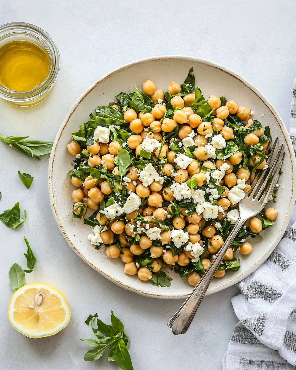 Homemade Chickpea Salad with Lemon Vinaigrette and Feta photo