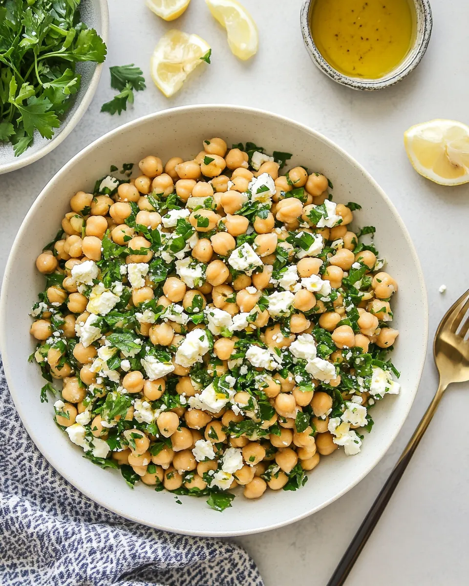 Delicious Chickpea Salad with Lemon Vinaigrette and Feta shot