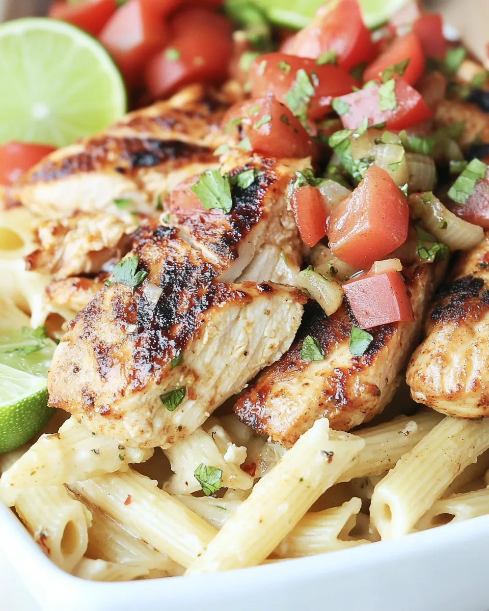 Quick Chili Lime Chicken with Creamy Garlic Penne Pasta recipe photo
