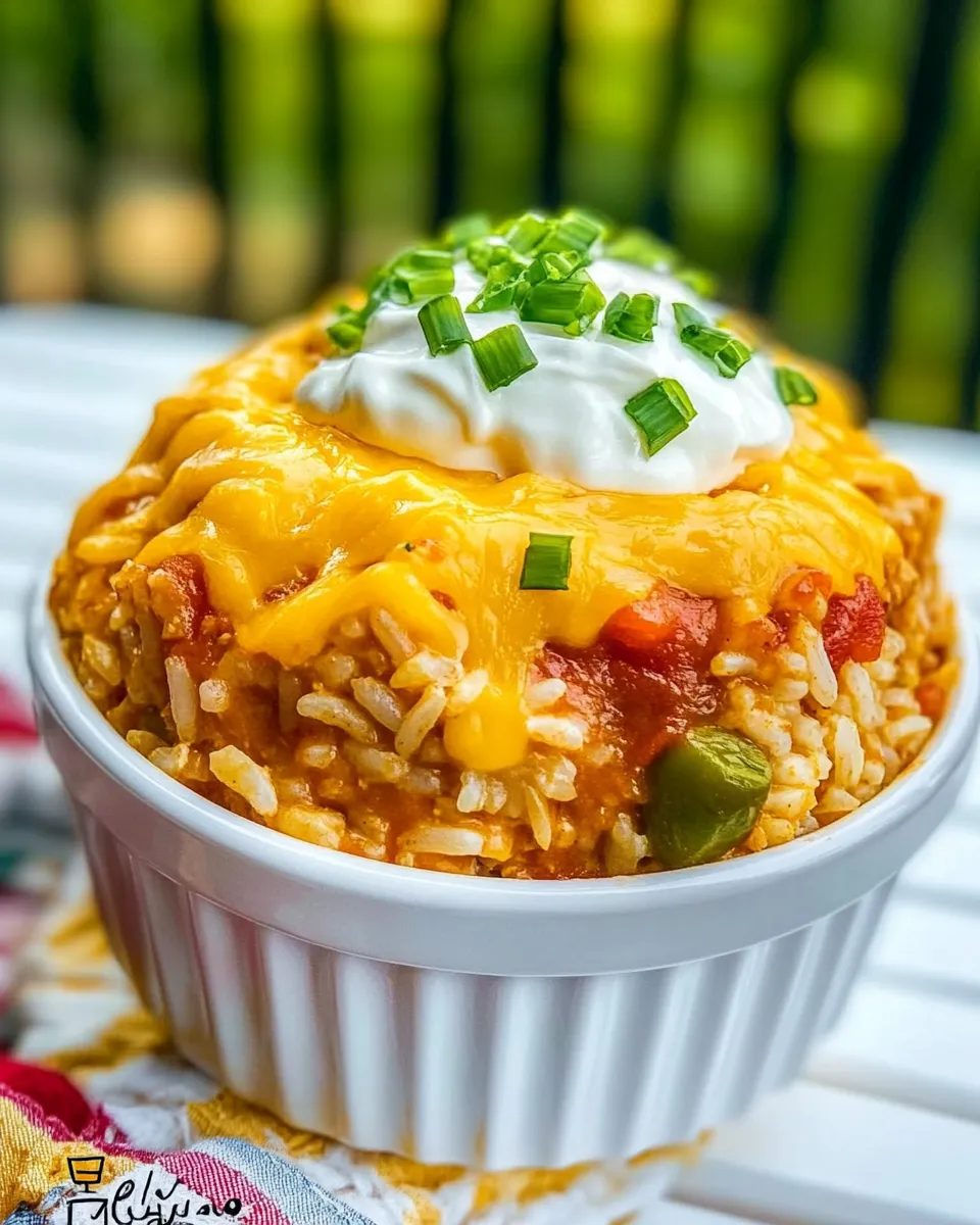 Delicious Chili Sour Cream Rice Bake shot