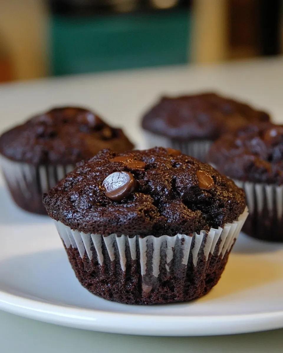Perfect Chocolate Banana Bread Muffins. food shot