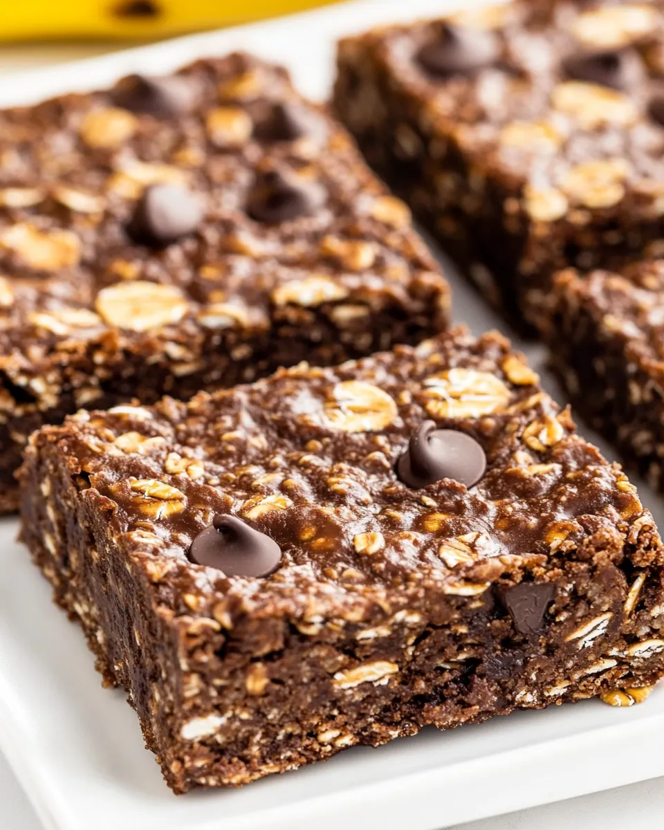 Homemade Chocolate Banana Oatmeal Breakfast Bars photo
